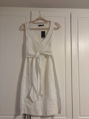 Mexx White Tie-Front Linen Blend Dress